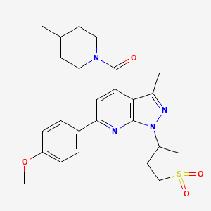 (1-(1,1-dioxidotetrahydrothiophen-3-yl)-6-(4-methoxyphenyl)-3-methyl-1H-pyrazolo[3,4-b]pyridin-4-yl)(4-methylpiperidin-1-yl)methanone