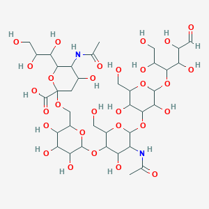 5-Acetamido-2-[[6-[5-acetamido-6-[3,5-dihydroxy-2-(hydroxymethyl)-6-(1,2,4,5-tetrahydroxy-6-oxohexan-3-yl)oxyoxan-4-yl]oxy-4-hydroxy-2-(hydroxymethyl)oxan-3-yl]oxy-3,4,5-trihydroxyoxan-2-yl]methoxy]-4-hydroxy-6-(1,2,3-trihydroxypropyl)oxane-2-carboxylic acid