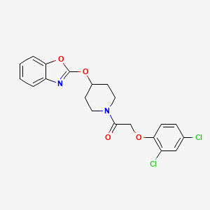 molecular formula C20H18Cl2N2O4 B2355832 1-(4-(Benzo[d]oxazol-2-yloxy)piperidin-1-yl)-2-(2,4-dichlorophenoxy)ethanone CAS No. 2034305-79-6