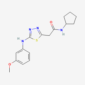 molecular formula C16H20N4O2S B2355846 N-cyclopentyl-2-(5-((3-methoxyphenyl)amino)-1,3,4-thiadiazol-2-yl)acetamide CAS No. 1286728-33-3