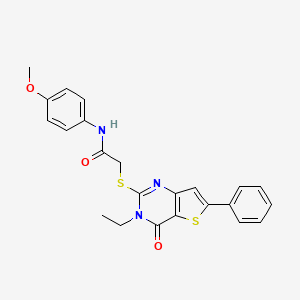 2-((3-ethyl-4-oxo-6-phenyl-3,4-dihydrothieno[3,2-d]pyrimidin-2-yl)thio)-N-(4-methoxyphenyl)acetamide