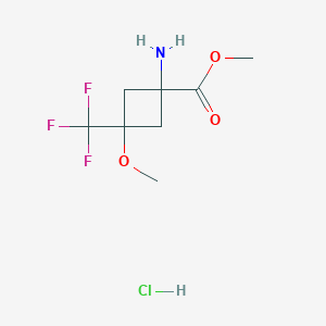 molecular formula C8H13ClF3NO3 B2355874 Methyl 1-amino-3-methoxy-3-(trifluoromethyl)cyclobutane-1-carboxylate;hydrochloride CAS No. 2411217-02-0