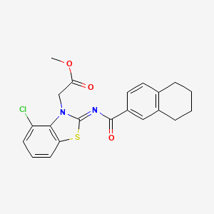 molecular formula C21H19ClN2O3S B2355882 (Z)-methyl 2-(4-chloro-2-((5,6,7,8-tetrahydronaphthalene-2-carbonyl)imino)benzo[d]thiazol-3(2H)-yl)acetate CAS No. 1321781-52-5