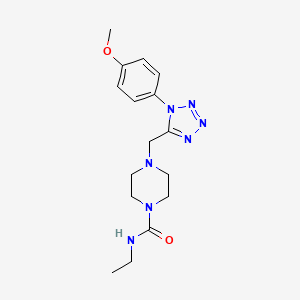 molecular formula C16H23N7O2 B2355883 N-ethyl-4-((1-(4-methoxyphenyl)-1H-tetrazol-5-yl)methyl)piperazine-1-carboxamide CAS No. 1049412-57-8