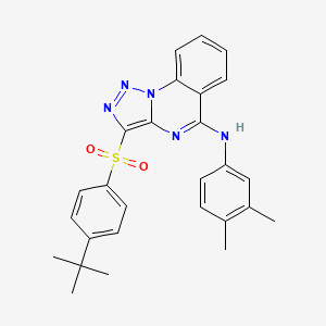 molecular formula C27H27N5O2S B2355893 3-[(4-tert-butylphenyl)sulfonyl]-N-(3,4-dimethylphenyl)[1,2,3]triazolo[1,5-a]quinazolin-5-amine CAS No. 866848-25-1