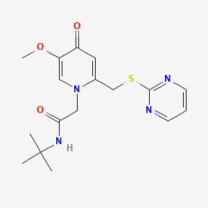 N-(tert-butyl)-2-(5-methoxy-4-oxo-2-((pyrimidin-2-ylthio)methyl)pyridin-1(4H)-yl)acetamide