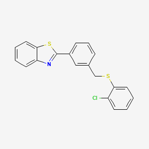 molecular formula C20H14ClNS2 B2355896 2-(3-{[(2-Chlorophenyl)sulfanyl]methyl}phenyl)-1,3-benzothiazole CAS No. 400087-88-9