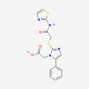 methyl 2-(2-((2-oxo-2-(thiazol-2-ylamino)ethyl)thio)-5-phenyl-1H-imidazol-1-yl)acetate
