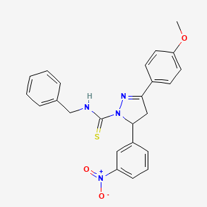 molecular formula C24H22N4O3S B2355905 N-苄基-3-(4-甲氧基苯基)-5-(3-硝基苯基)-4,5-二氢-1H-吡唑-1-甲硫酰胺 CAS No. 394230-77-4