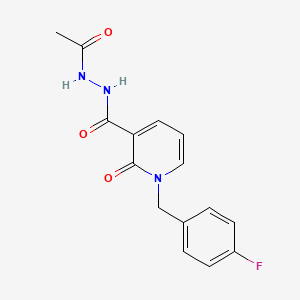 molecular formula C15H14FN3O3 B2355906 N'-acetyl-1-(4-fluorobenzyl)-2-oxo-1,2-dihydropyridine-3-carbohydrazide CAS No. 1105242-65-6