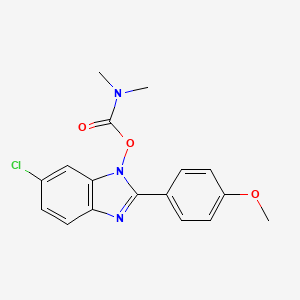 molecular formula C17H16ClN3O3 B2355914 6-chloro-1-{[(dimethylamino)carbonyl]oxy}-2-(4-methoxyphenyl)-1H-1,3-benzimidazole CAS No. 329234-75-5