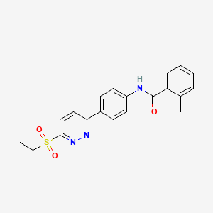 molecular formula C20H19N3O3S B2355915 N-(4-(6-(ethylsulfonyl)pyridazin-3-yl)phenyl)-2-methylbenzamide CAS No. 1005294-56-3