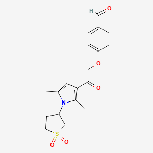 molecular formula C19H21NO5S B2355917 4-[2-[1-(1,1-Dioxothiolan-3-yl)-2,5-dimethylpyrrol-3-yl]-2-oxoethoxy]benzaldehyde CAS No. 1180091-70-6