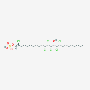 molecular formula C24H42Cl6O5S B235592 2,11,12,13,15,16-Hexachloro-14-hydroxy-n-tetracos-1-enol-1-sulfate CAS No. 156281-16-2
