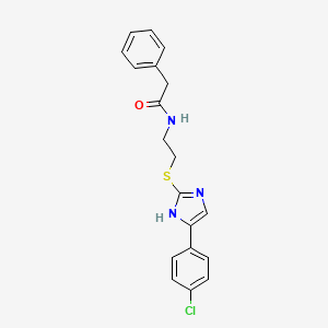 molecular formula C19H18ClN3OS B2355926 N-(2-((5-(4-氯苯基)-1H-咪唑-2-基)硫代)乙基)-2-苯基乙酰胺 CAS No. 897457-23-7