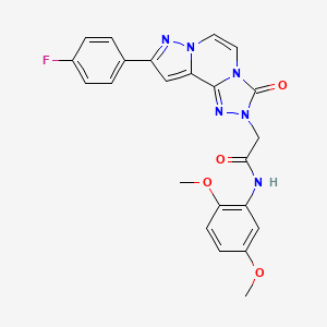 N-(2,5-dimethoxyphenyl)-2-[11-(4-fluorophenyl)-5-oxo-3,4,6,9,10-pentazatricyclo[7.3.0.02,6]dodeca-1(12),2,7,10-tetraen-4-yl]acetamide