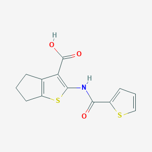 molecular formula C13H11NO3S2 B2355934 2-[(thien-2-ylcarbonyl)amino]-5,6-dihydro-4H-cyclopenta[b]thiophene-3-carboxylic acid CAS No. 315694-28-1