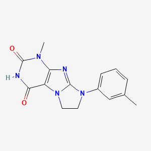 molecular formula C15H15N5O2 B2355954 1-Methyl-8-(3-methylphenyl)-1,3,5-trihydroimidazolidino[1,2-h]purine-2,4-dione CAS No. 838899-75-5