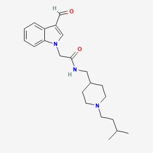 2-(3-formyl-1H-indol-1-yl)-N-{[1-(3-methylbutyl)piperidin-4-yl]methyl}acetamide