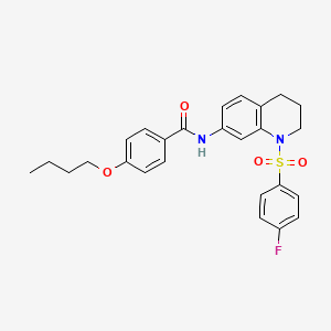 molecular formula C26H27FN2O4S B2355972 4-butoxy-N-(1-((4-fluorophenyl)sulfonyl)-1,2,3,4-tetrahydroquinolin-7-yl)benzamide CAS No. 1005300-46-8