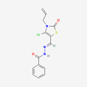molecular formula C14H12ClN3O2S B2355973 (E)-N'-((3-allyl-4-chloro-2-oxo-2,3-dihydrothiazol-5-yl)methylene)benzohydrazide CAS No. 941938-20-1