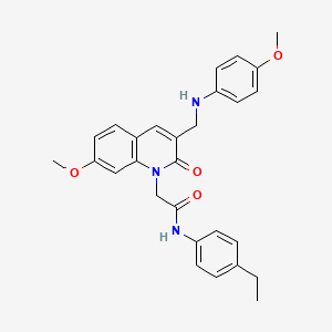 molecular formula C28H29N3O4 B2355976 N-(4-ethylphenyl)-2-(7-methoxy-3-(((4-methoxyphenyl)amino)methyl)-2-oxoquinolin-1(2H)-yl)acetamide CAS No. 932308-19-5