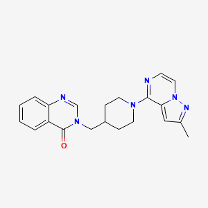 molecular formula C21H22N6O B2356004 3-[[1-(2-Methylpyrazolo[1,5-a]pyrazin-4-yl)piperidin-4-yl]methyl]quinazolin-4-one CAS No. 2380192-66-3