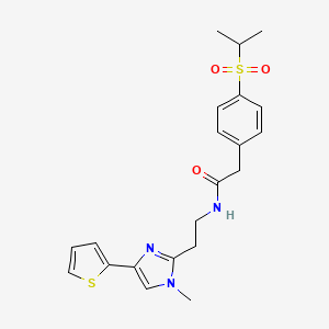 molecular formula C21H25N3O3S2 B2356005 2-(4-(异丙基磺酰基)苯基)-N-(2-(1-甲基-4-(噻吩-2-基)-1H-咪唑-2-基)乙基)乙酰胺 CAS No. 1421499-61-7