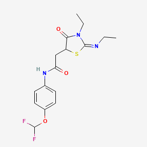 molecular formula C16H19F2N3O3S B2356007 N-[4-(difluoromethoxy)phenyl]-2-[(2Z)-3-ethyl-2-(ethylimino)-4-oxo-1,3-thiazolidin-5-yl]acetamide CAS No. 537701-00-1