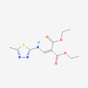 molecular formula C11H15N3O4S B2356012 Diethyl 2-(((5-methyl-1,3,4-thiadiazol-2-yl)amino)methylene)malonate CAS No. 6124-12-5