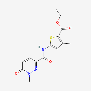 molecular formula C14H15N3O4S B2356018 3-甲基-5-(1-甲基-6-氧代-1,6-二氢吡哒嗪-3-甲酰胺)噻吩-2-甲酸乙酯 CAS No. 1327460-41-2