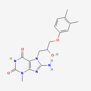 molecular formula C17H21N5O4 B2356019 8-氨基-7-(3-(3,4-二甲基苯氧基)-2-羟基丙基)-3-甲基-1H-嘌呤-2,6(3H,7H)-二酮 CAS No. 879070-97-0