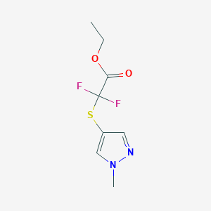 molecular formula C8H10F2N2O2S B2356024 Ethyl 2,2-difluoro-2-(1-methylpyrazol-4-yl)sulfanylacetate CAS No. 2503207-39-2