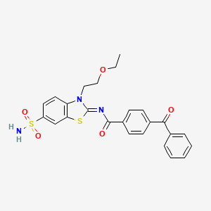 molecular formula C25H23N3O5S2 B2356025 4-benzoyl-N-[3-(2-ethoxyethyl)-6-sulfamoyl-1,3-benzothiazol-2-ylidene]benzamide CAS No. 865173-82-6