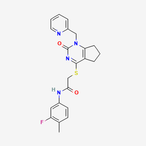 N-(3-fluoro-4-methylphenyl)-2-((2-oxo-1-(pyridin-2-ylmethyl)-2,5,6,7-tetrahydro-1H-cyclopenta[d]pyrimidin-4-yl)thio)acetamide