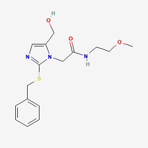 2-(2-(benzylthio)-5-(hydroxymethyl)-1H-imidazol-1-yl)-N-(2-methoxyethyl)acetamide