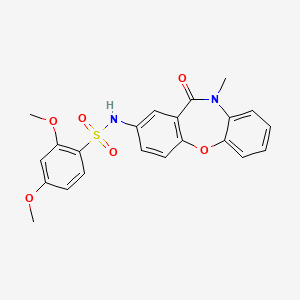 molecular formula C22H20N2O6S B2356032 2,4-dimethoxy-N-(10-methyl-11-oxo-10,11-dihydrodibenzo[b,f][1,4]oxazepin-2-yl)benzenesulfonamide CAS No. 922136-31-0