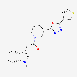 2-(1-methyl-1H-indol-3-yl)-1-(3-(5-(thiophen-3-yl)-1,3,4-oxadiazol-2-yl)piperidin-1-yl)ethanone