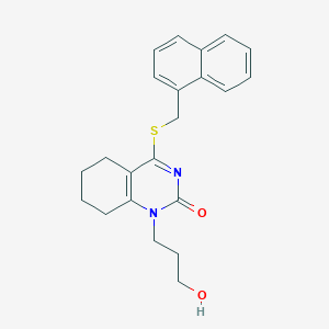 molecular formula C22H24N2O2S B2356035 1-(3-hydroxypropyl)-4-((naphthalen-1-ylmethyl)thio)-5,6,7,8-tetrahydroquinazolin-2(1H)-one CAS No. 941920-45-2