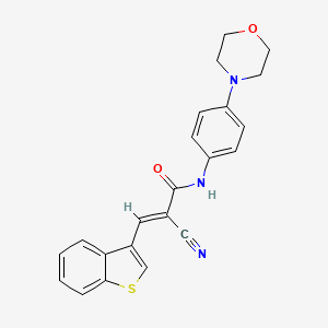 molecular formula C22H19N3O2S B2356045 (E)-3-(1-Benzothiophen-3-yl)-2-cyano-N-(4-morpholin-4-ylphenyl)prop-2-enamide CAS No. 1424634-19-4
