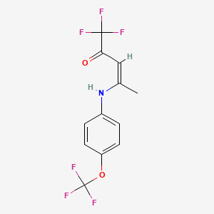 molecular formula C12H9F6NO2 B2356050 (Z)-1,1,1-trifluoro-4-[4-(trifluoromethoxy)anilino]pent-3-en-2-one CAS No. 338415-93-3