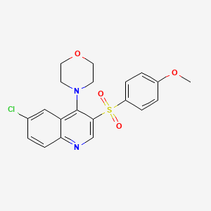 molecular formula C20H19ClN2O4S B2356074 4-[6-Chloro-3-(4-methoxyphenyl)sulfonylquinolin-4-yl]morpholine CAS No. 887223-32-7