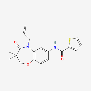 molecular formula C19H20N2O3S B2356081 N-(5-allyl-3,3-dimethyl-4-oxo-2,3,4,5-tetrahydrobenzo[b][1,4]oxazepin-7-yl)thiophene-2-carboxamide CAS No. 921863-69-6