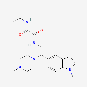 molecular formula C21H33N5O2 B2356086 N1-isopropyl-N2-(2-(1-methylindolin-5-yl)-2-(4-methylpiperazin-1-yl)ethyl)oxalamide CAS No. 922016-00-0