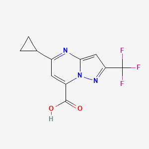 molecular formula C11H8F3N3O2 B2356089 5-环丙基-2-(三氟甲基)吡唑并[1,5-a]嘧啶-7-甲酸 CAS No. 1795475-02-3