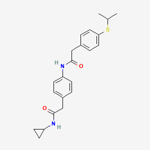 molecular formula C22H26N2O2S B2356093 N-cyclopropyl-2-(4-(2-(4-(isopropylthio)phenyl)acetamido)phenyl)acetamide CAS No. 1207053-70-0