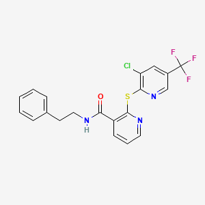 molecular formula C20H15ClF3N3OS B2356099 2-{[3-chloro-5-(trifluoromethyl)-2-pyridinyl]sulfanyl}-N-phenethylnicotinamide CAS No. 338412-92-3