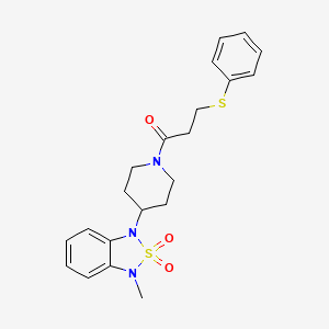 molecular formula C21H25N3O3S2 B2356100 1-(4-(3-methyl-2,2-dioxidobenzo[c][1,2,5]thiadiazol-1(3H)-yl)piperidin-1-yl)-3-(phenylthio)propan-1-one CAS No. 2034509-56-1