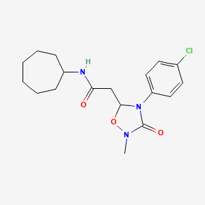 molecular formula C18H24ClN3O3 B2356101 2-[4-(4-chlorophenyl)-2-methyl-3-oxo-1,2,4-oxadiazolan-5-yl]-N-cycloheptylacetamide CAS No. 672949-07-4