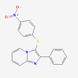 molecular formula C19H13N3O2S B2356102 3-((4-Nitrophenyl)thio)-2-phenylimidazo[1,2-a]pyridine CAS No. 295363-15-4